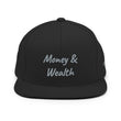 Money & Wealth In Silver Embroidery on Classic Snapback Hat