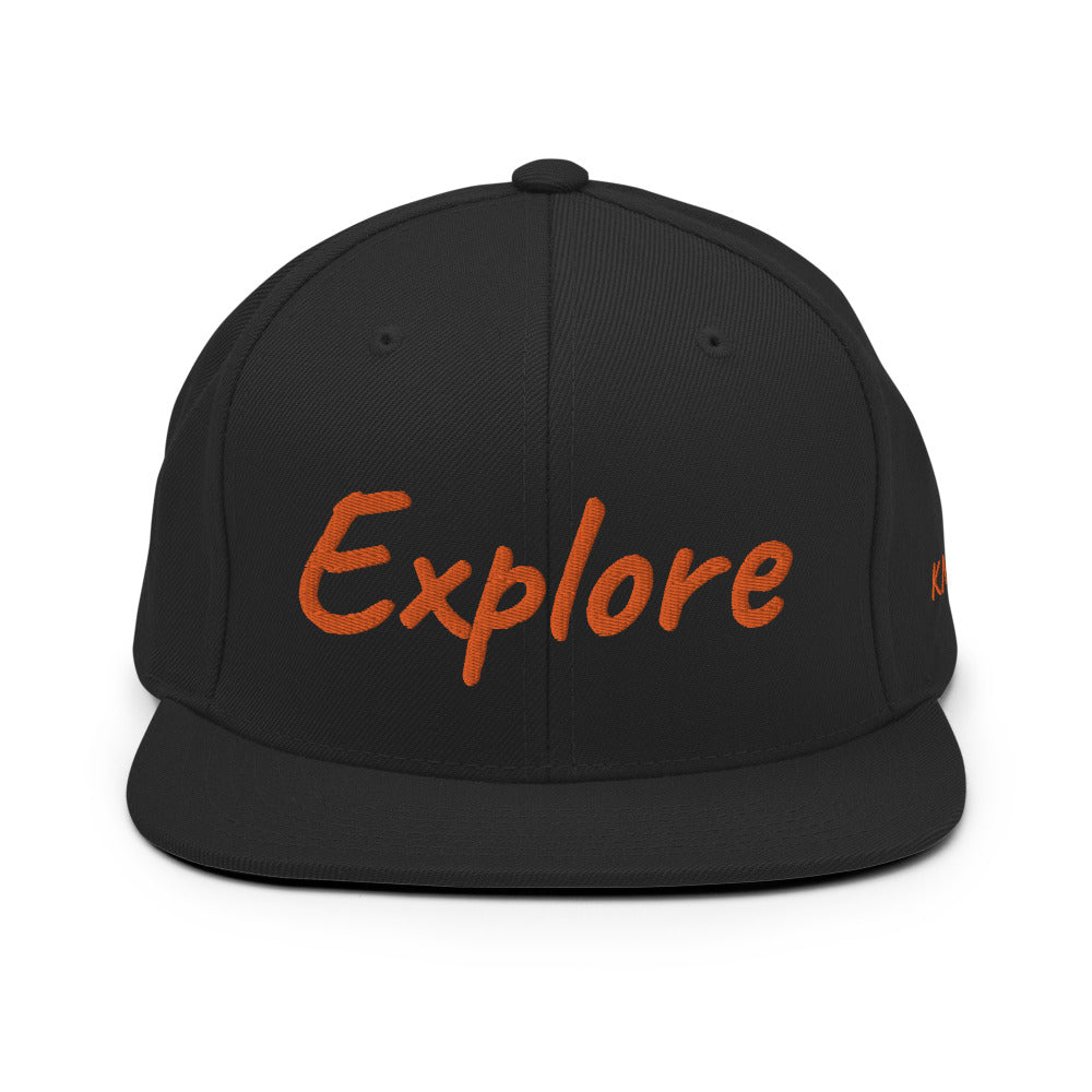 Explore In Amber Embroidery on Classic Snapback Hat