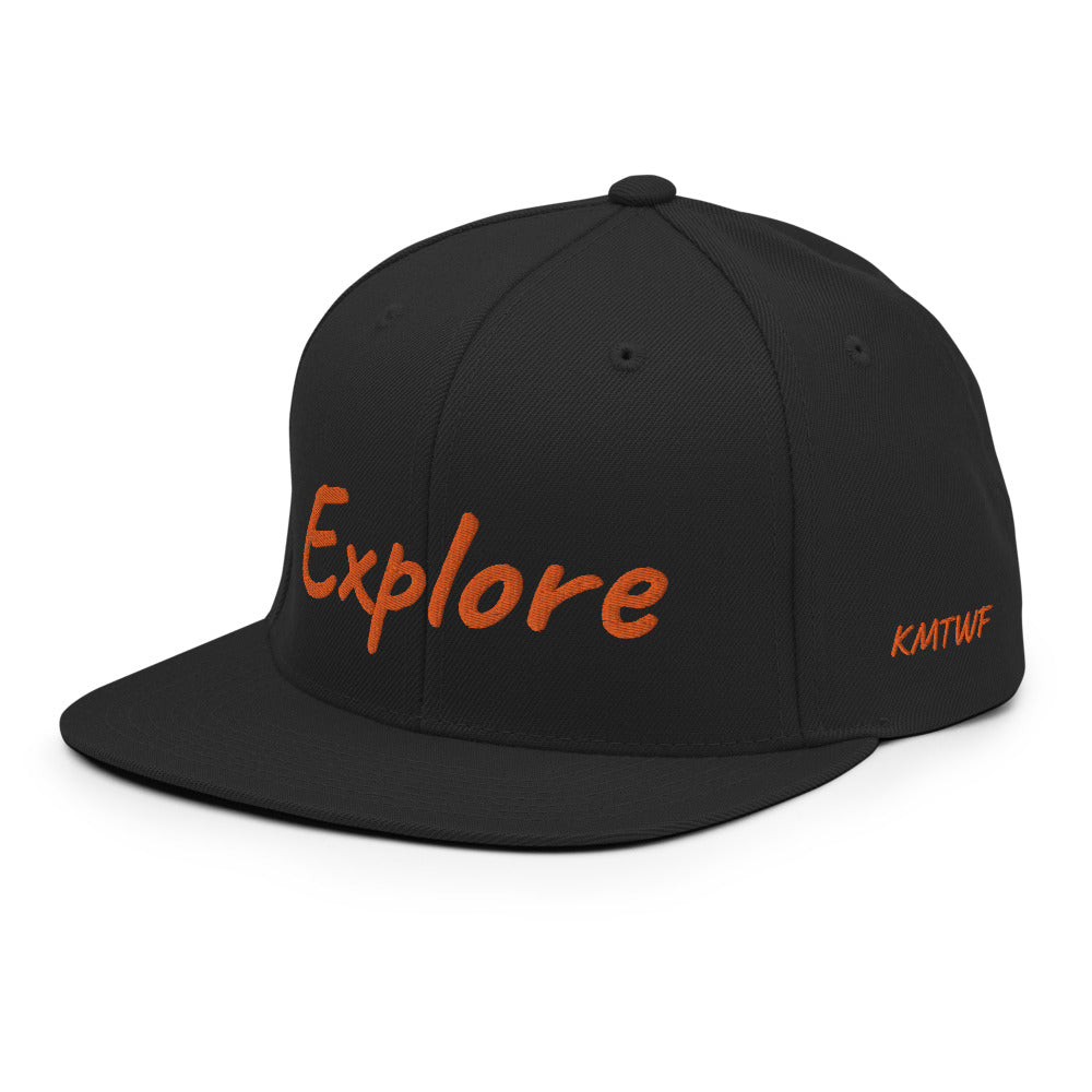 Explore In Amber Embroidery on Classic Snapback Hat