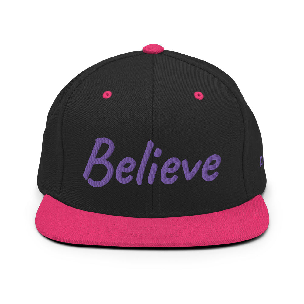 Believe In Amethyst Embroidery on Classic Snapback Hat