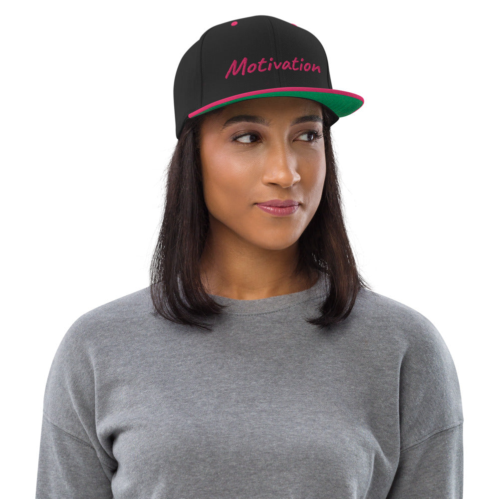 Motivation In Star Rose Quartz Embroidery on Classic Snapback Hat