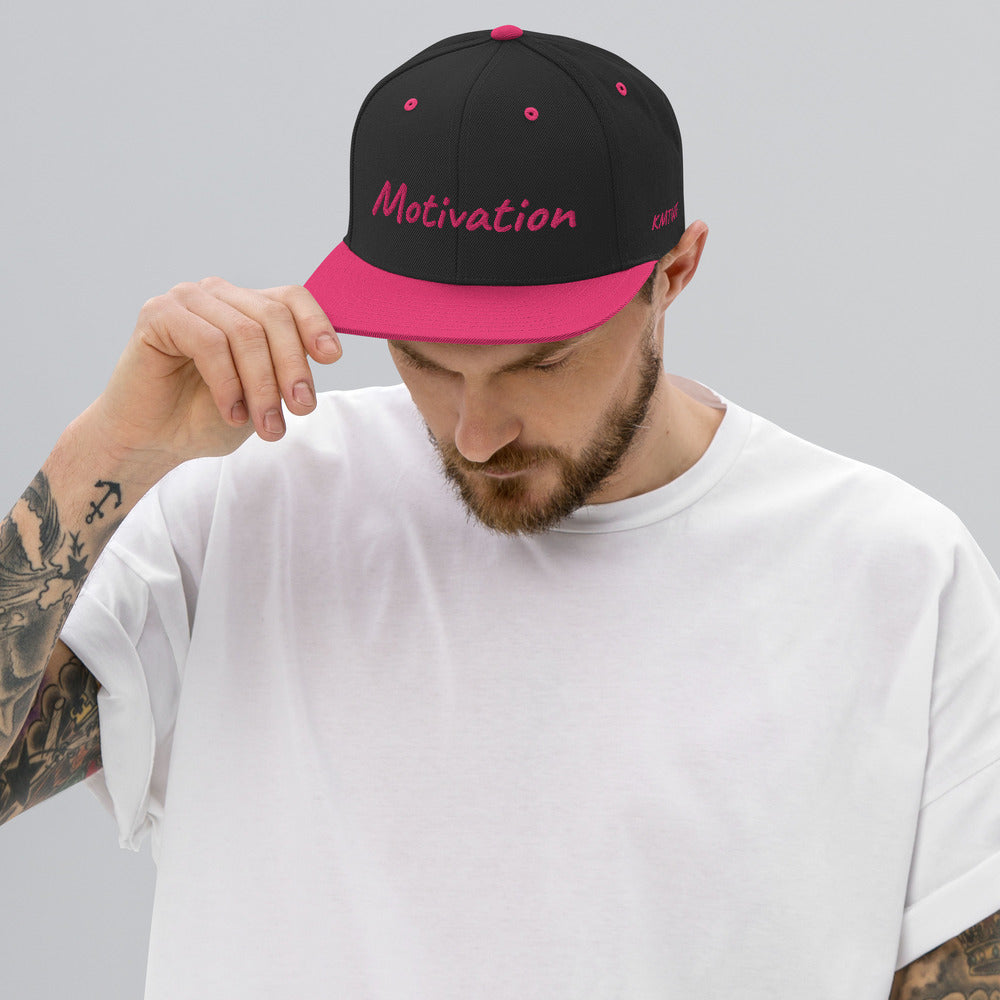 Motivation In Star Rose Quartz Embroidery on Classic Snapback Hat