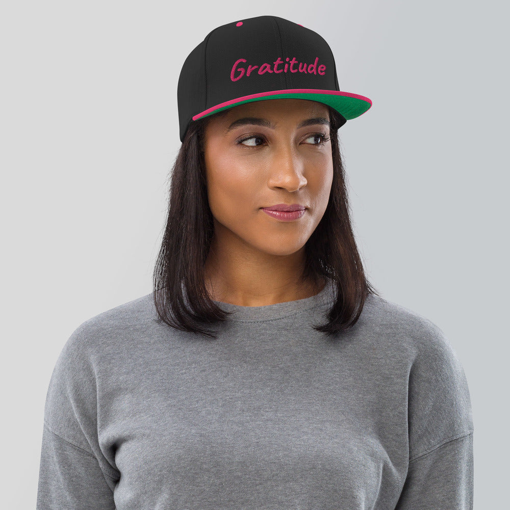 Gratitude In Star Rose Quartz Embroidery on Classic Snapback Hat