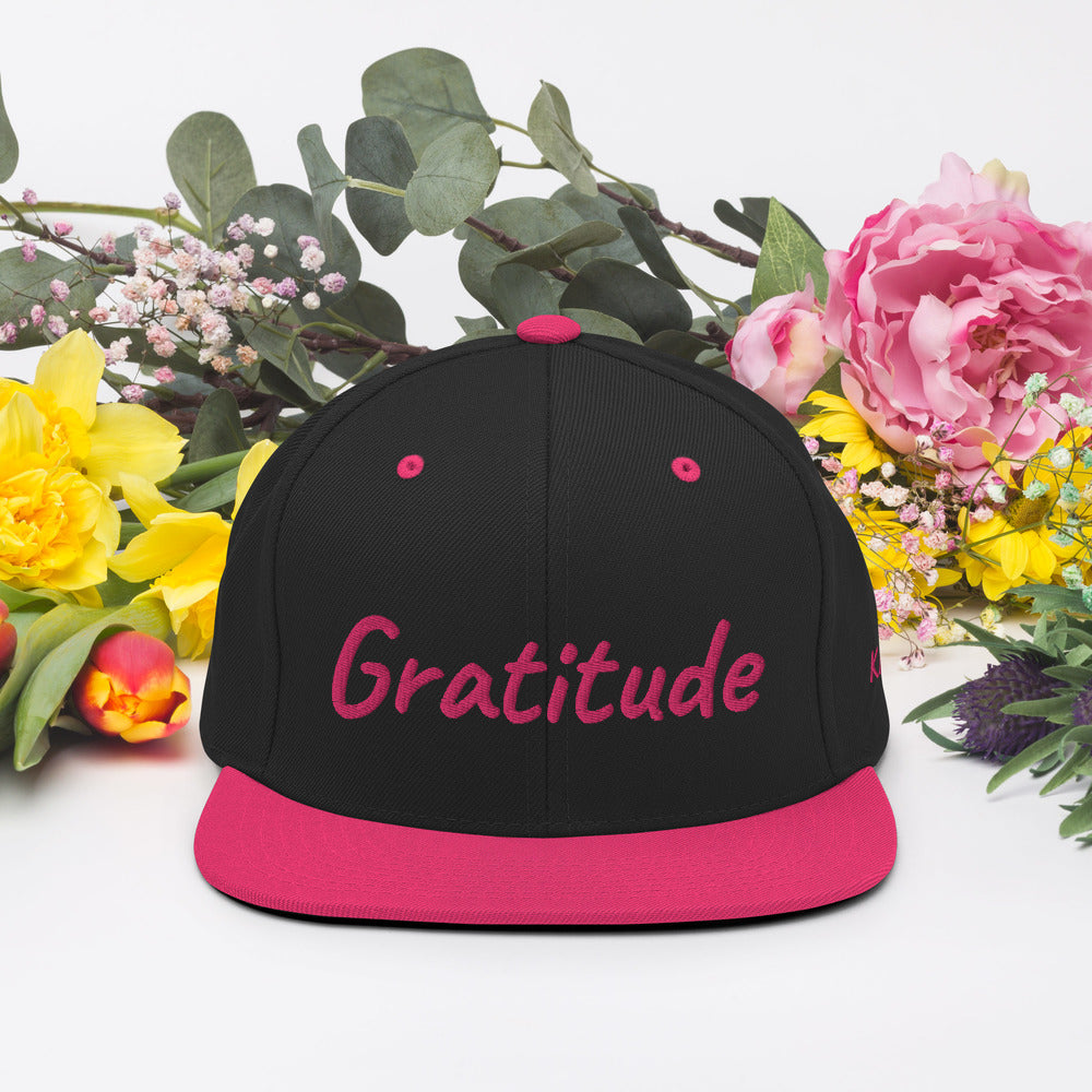 Gratitude In Star Rose Quartz Embroidery on Classic Snapback Hat