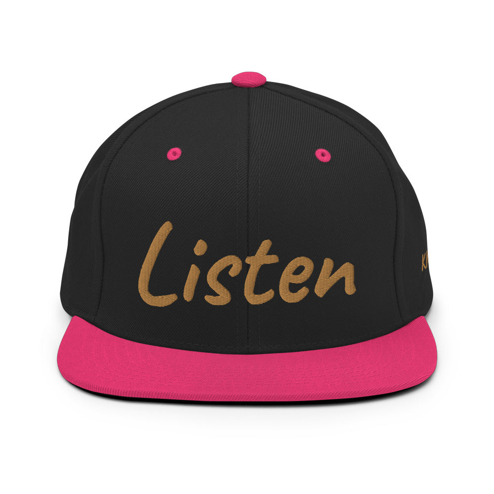 Listen In Copper Embroidery on Classic Snapback Hat