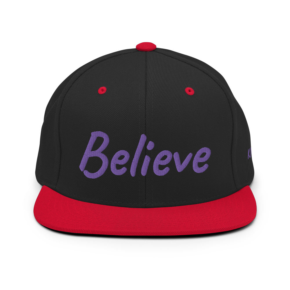 Believe In Amethyst Embroidery on Classic Snapback Hat