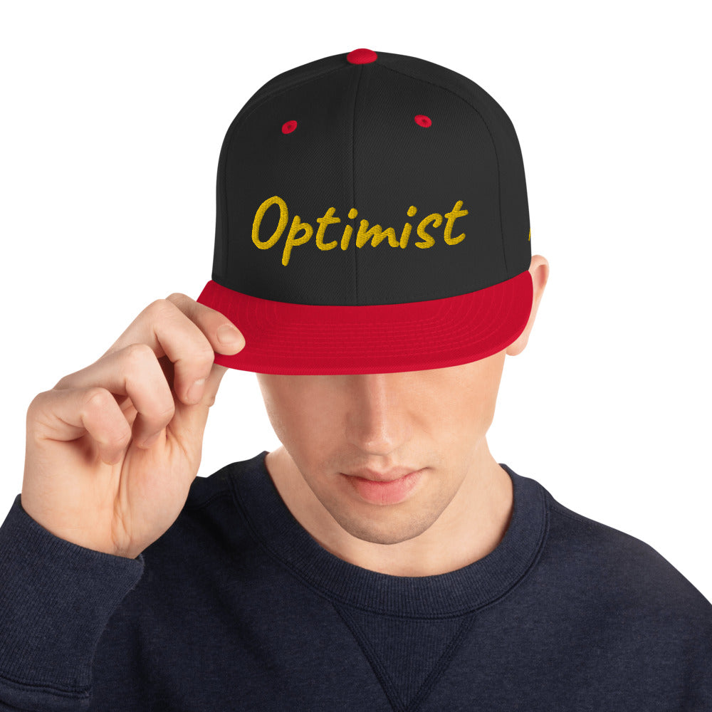 Optimist In Gold Embroidery on Classic Snapback Hat