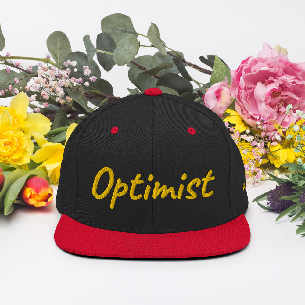 Optimist In Gold Embroidery on Classic Snapback Hat