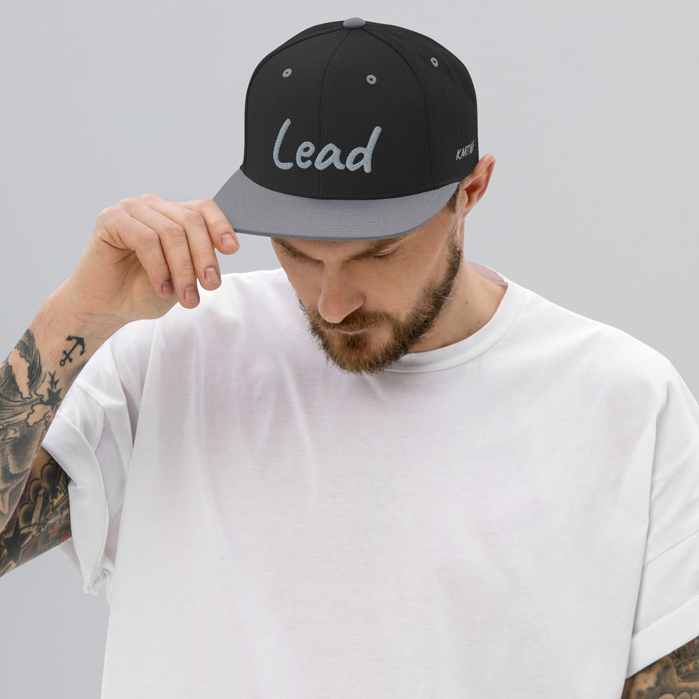 Lead In Silver Embroidery on Classic Snapback Hat