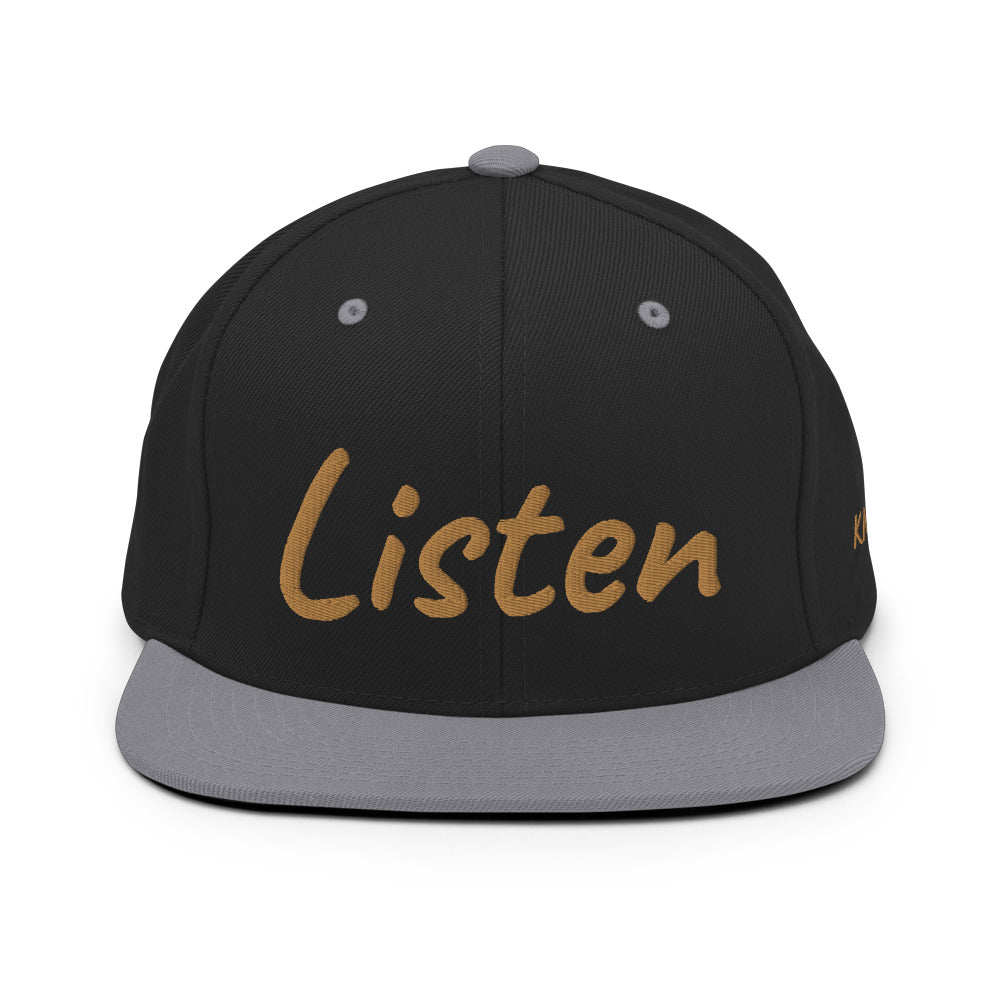 Listen In Copper Embroidery on Classic Snapback Hat