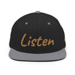 Listen In Copper Embroidery on Classic Snapback Hat