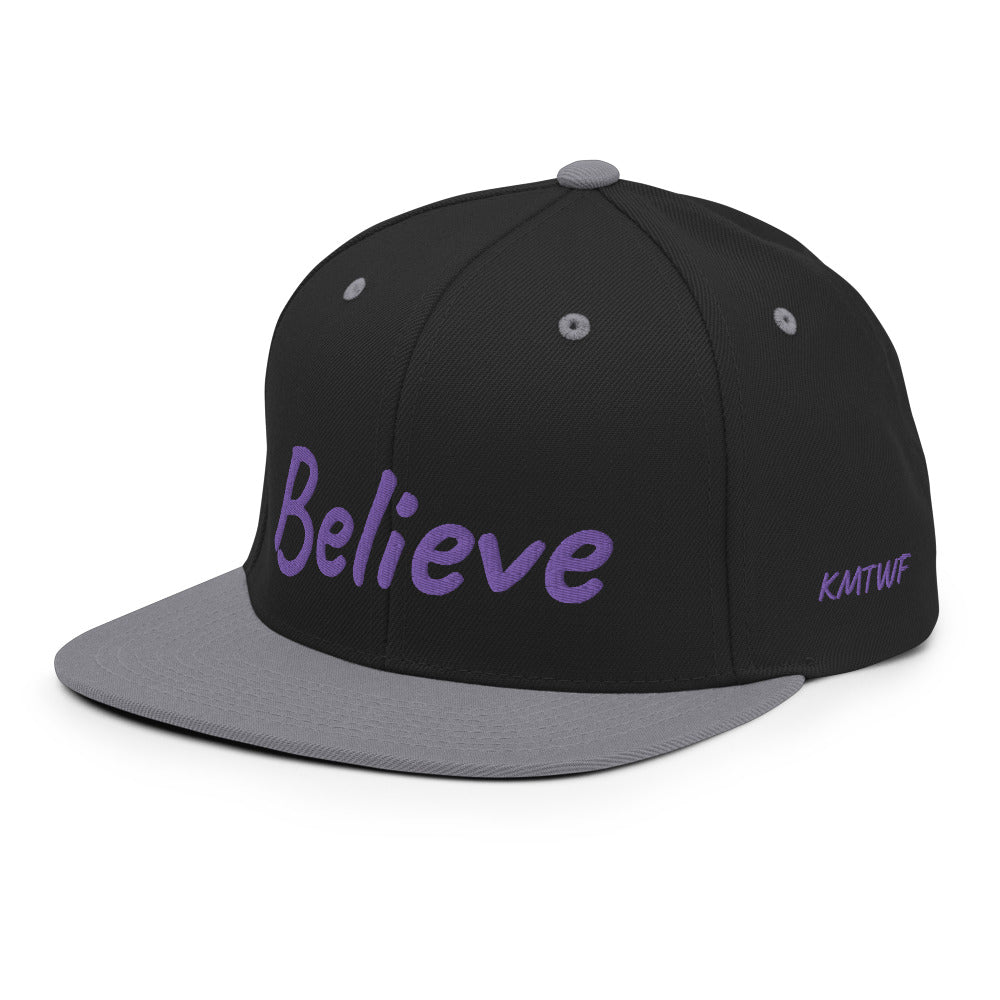 Believe In Amethyst Embroidery on Classic Snapback Hat