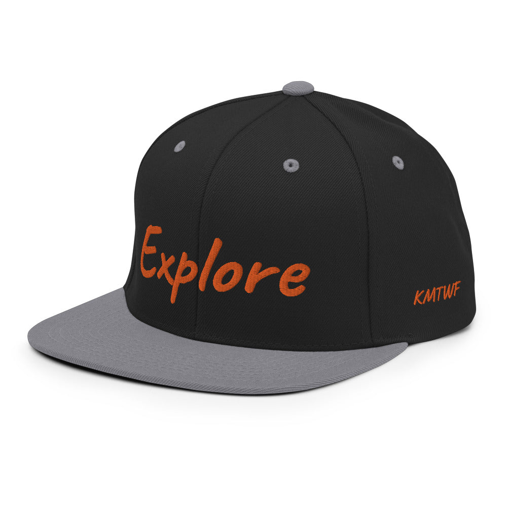 Explore In Amber Embroidery on Classic Snapback Hat