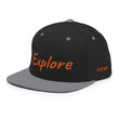 Explore In Amber Embroidery on Classic Snapback Hat