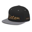 Listen In Copper Embroidery on Classic Snapback Hat