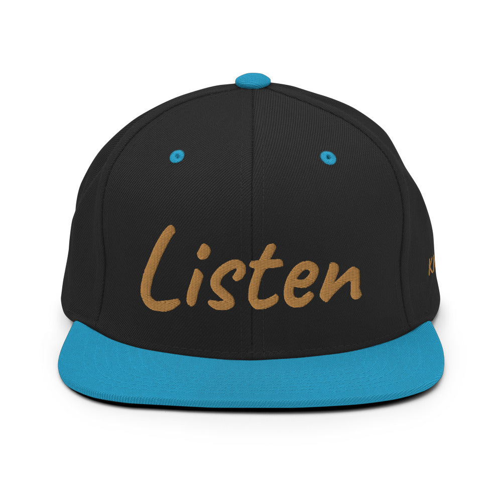 Listen In Copper Embroidery on Classic Snapback Hat