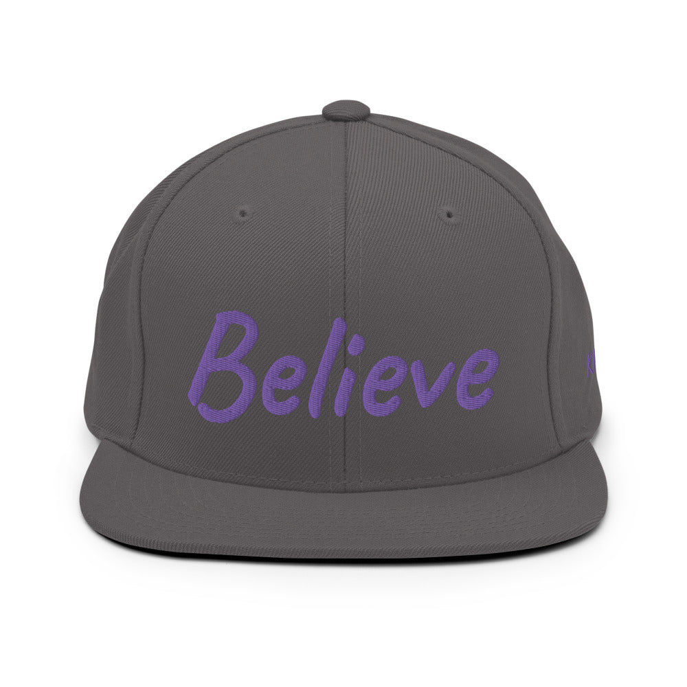 Believe In Amethyst Embroidery on Classic Snapback Hat