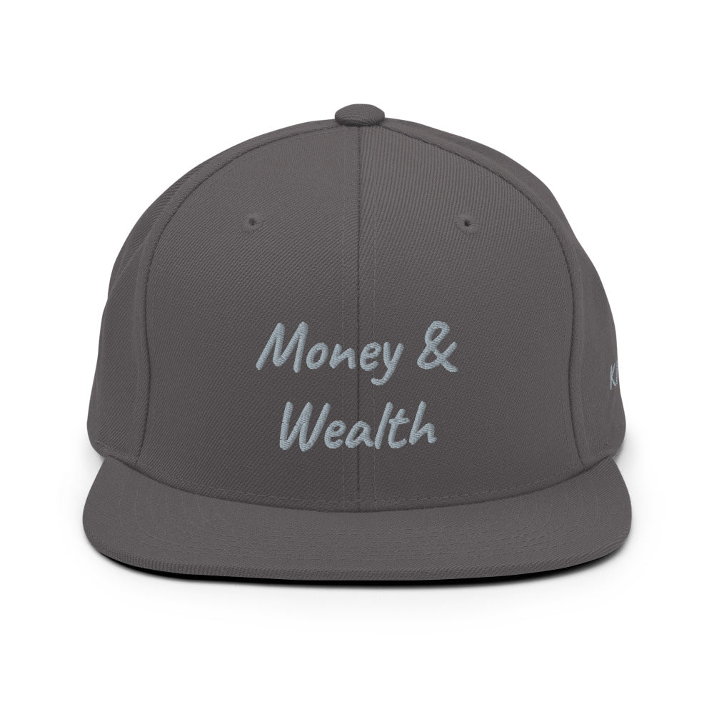 Money & Wealth In Silver Embroidery on Classic Snapback Hat