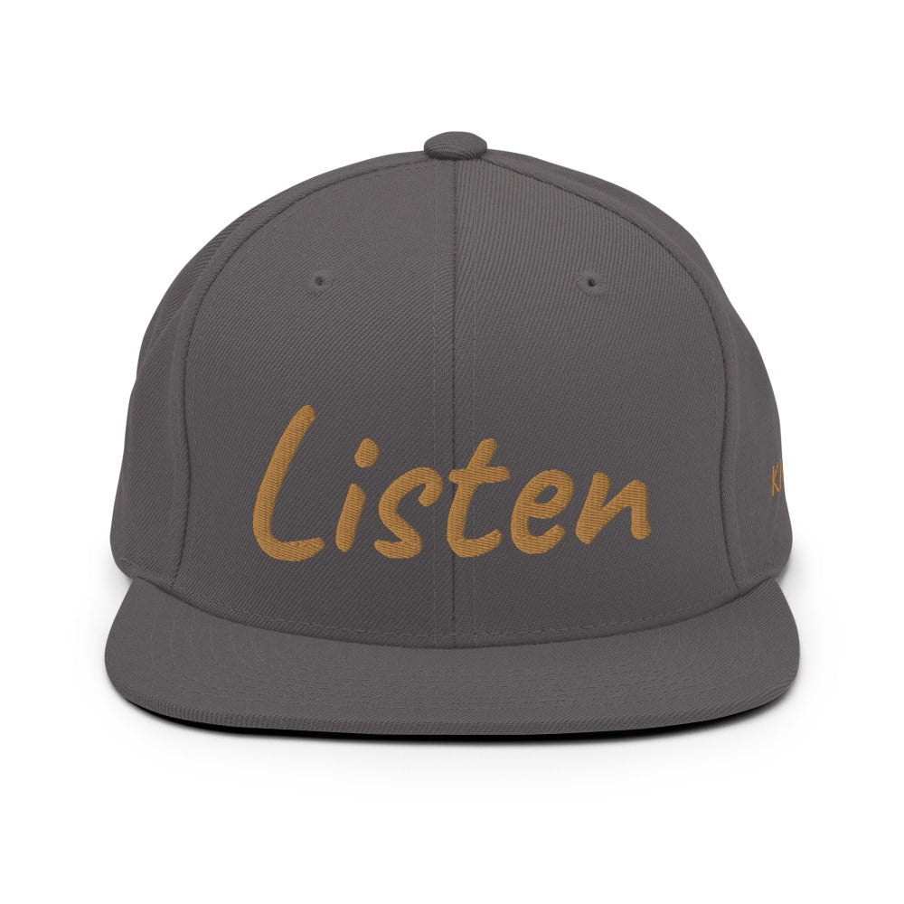 Listen In Copper Embroidery on Classic Snapback Hat