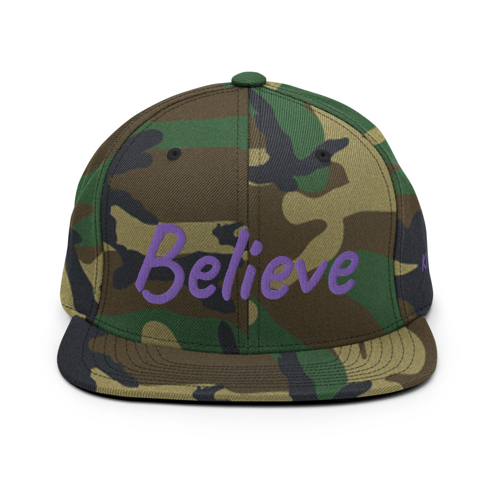 Believe In Amethyst Embroidery on Classic Snapback Hat