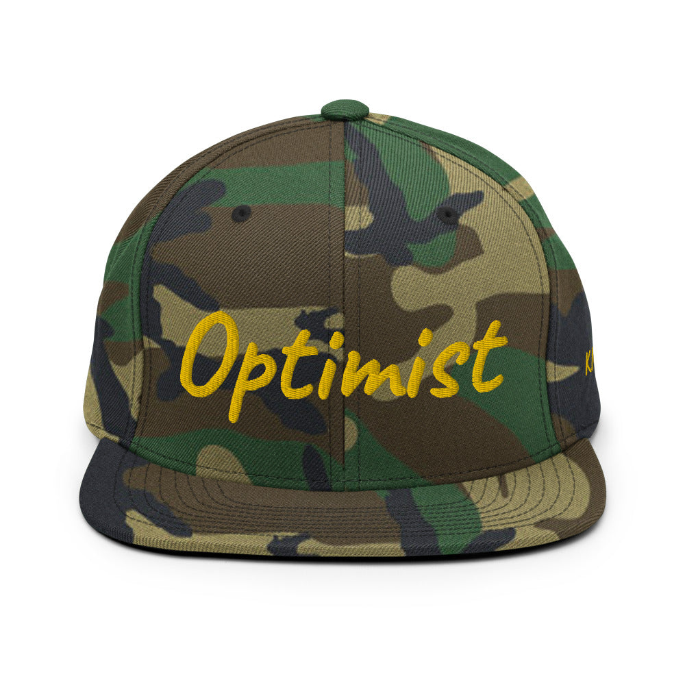 Optimist In Gold Embroidery on Classic Snapback Hat