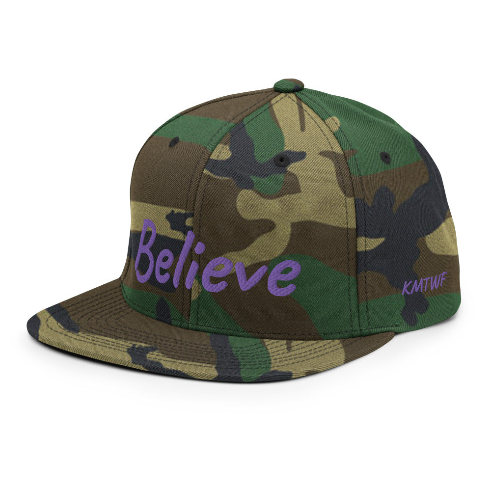 Believe In Amethyst Embroidery on Classic Snapback Hat