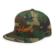 Explore In Amber Embroidery on Classic Snapback Hat