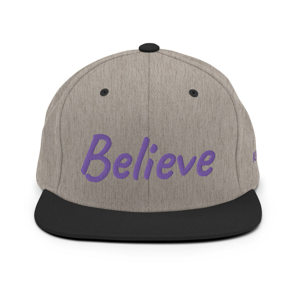 Believe In Amethyst Embroidery on Classic Snapback Hat