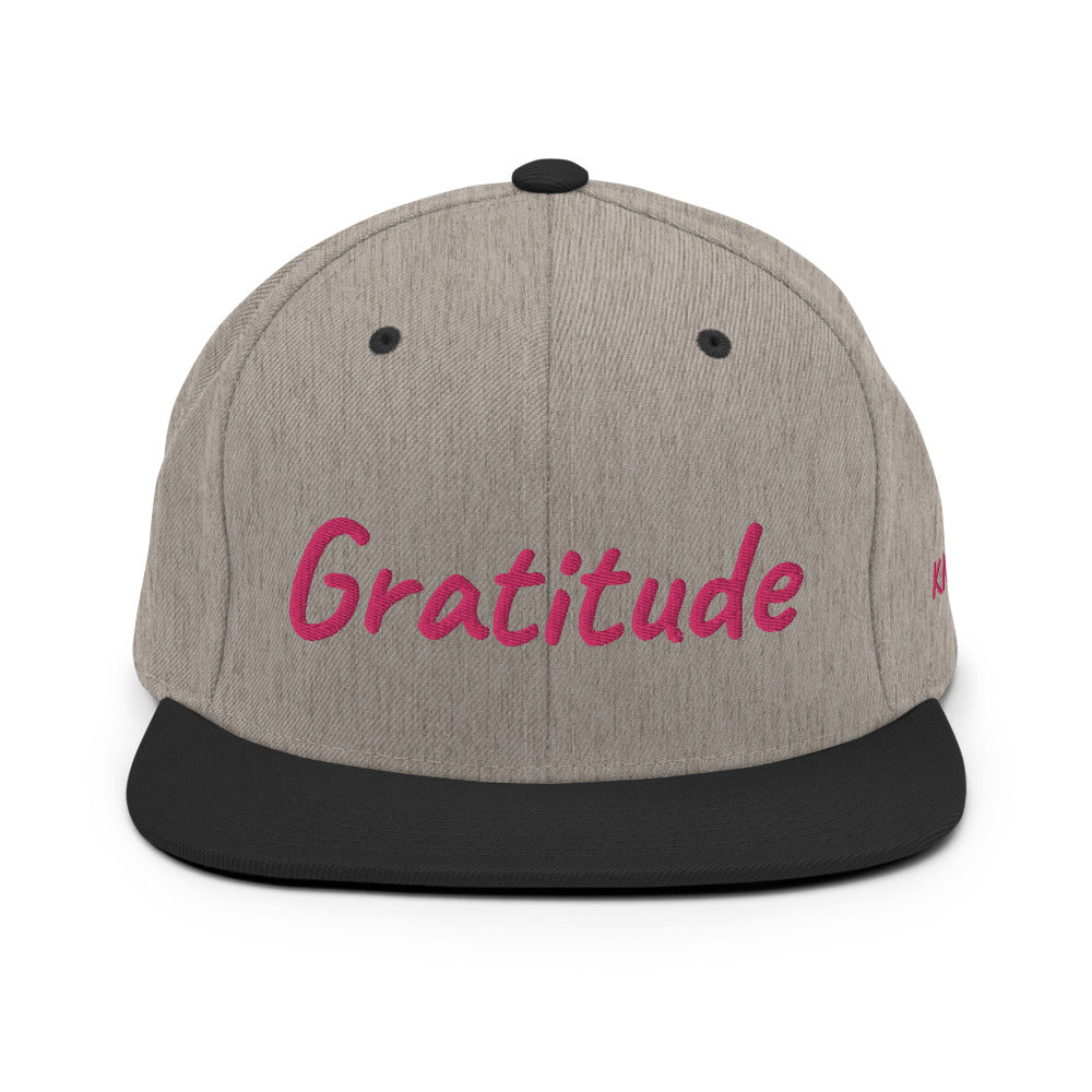 Gratitude In Star Rose Quartz Embroidery on Classic Snapback Hat