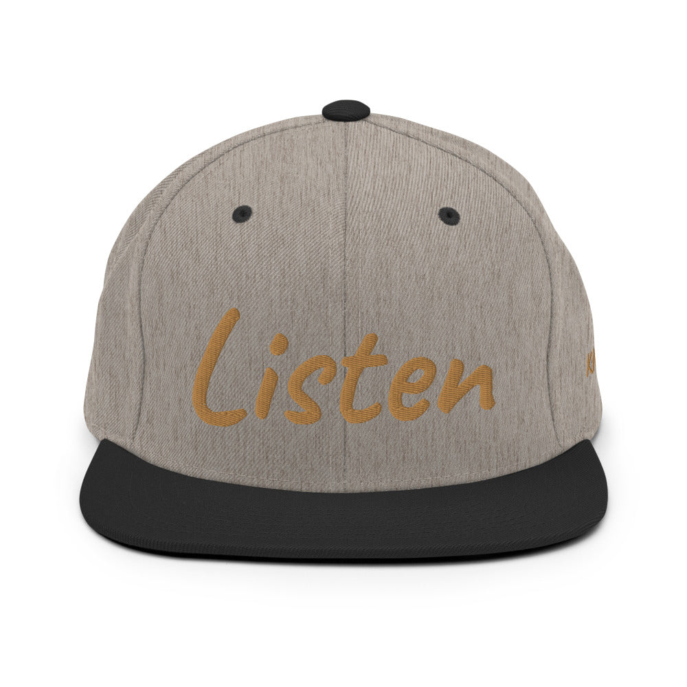 Listen In Copper Embroidery on Classic Snapback Hat