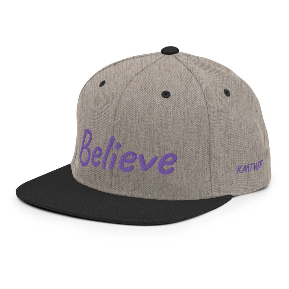 Believe In Amethyst Embroidery on Classic Snapback Hat