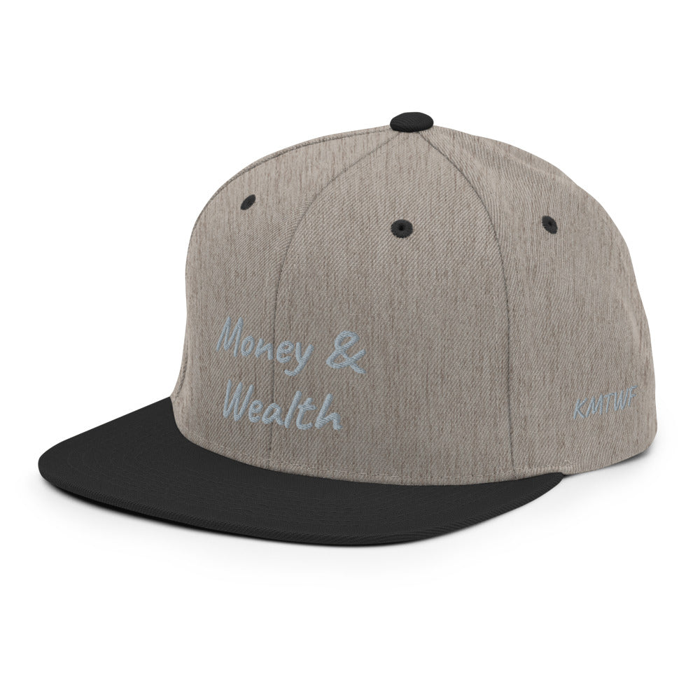 Money & Wealth In Silver Embroidery on Classic Snapback Hat