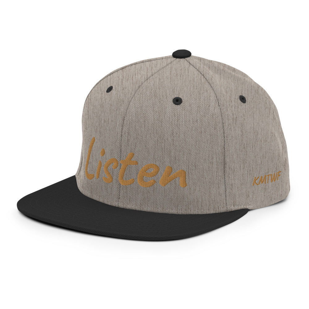 Listen In Copper Embroidery on Classic Snapback Hat