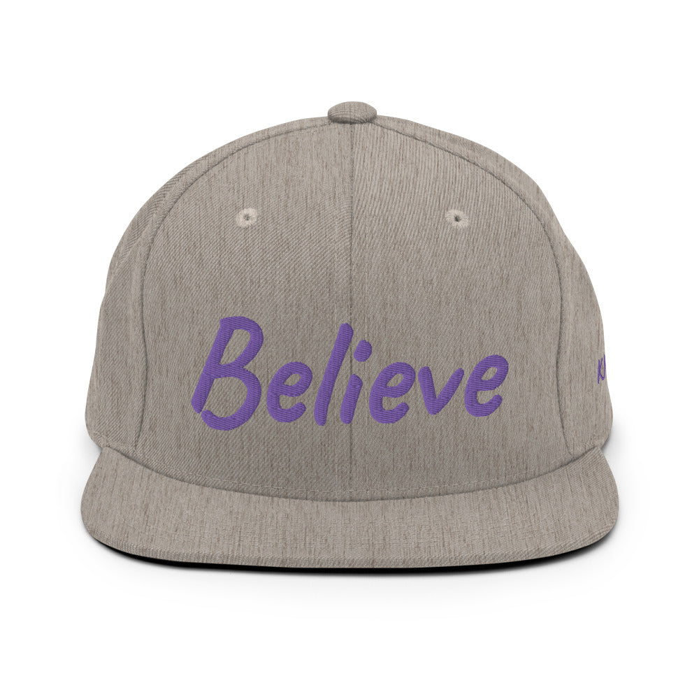 Believe In Amethyst Embroidery on Classic Snapback Hat