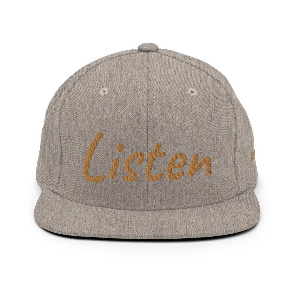 Listen In Copper Embroidery on Classic Snapback Hat