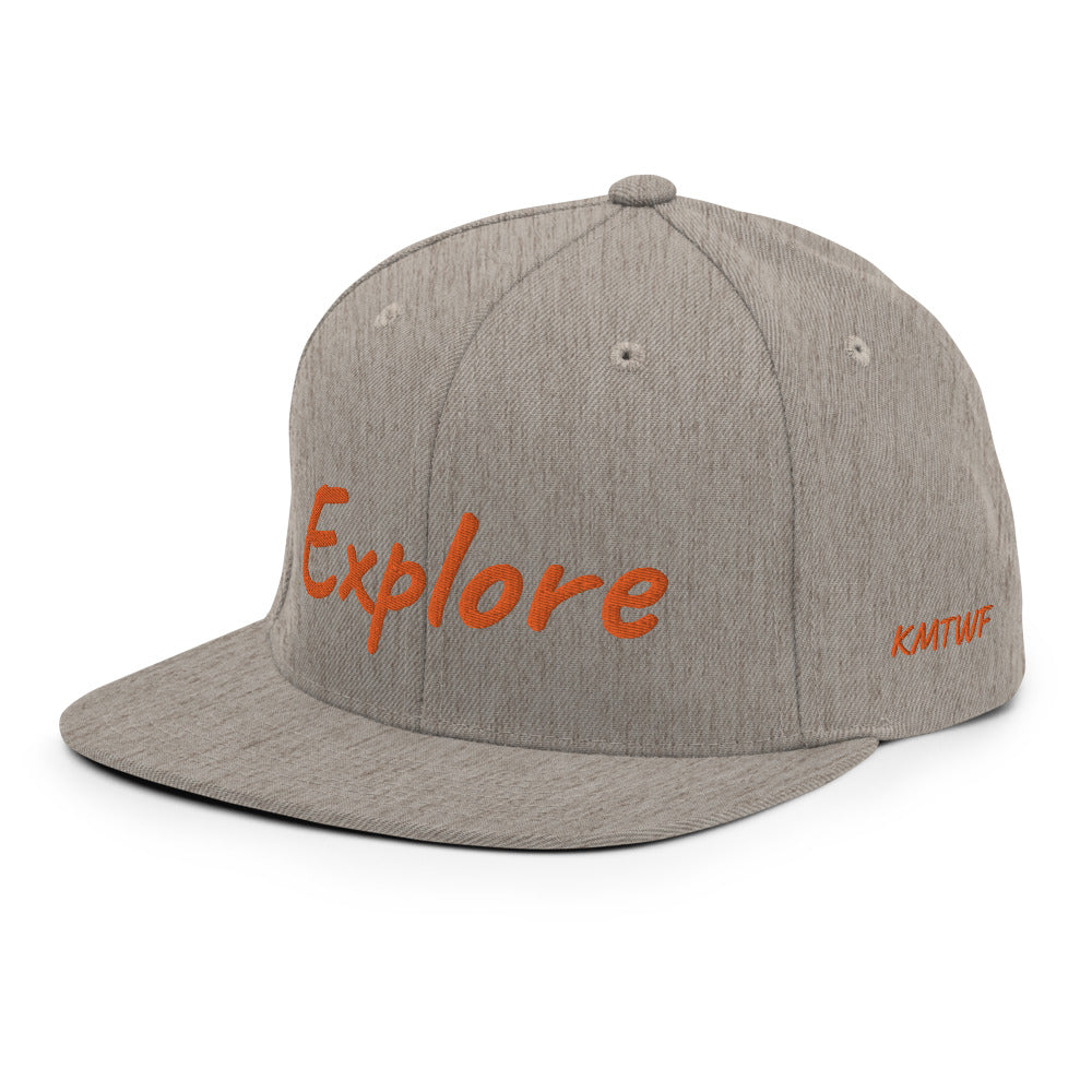 Explore In Amber Embroidery on Classic Snapback Hat