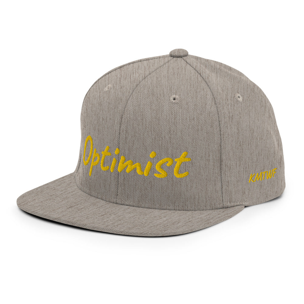 Optimist In Gold Embroidery on Classic Snapback Hat