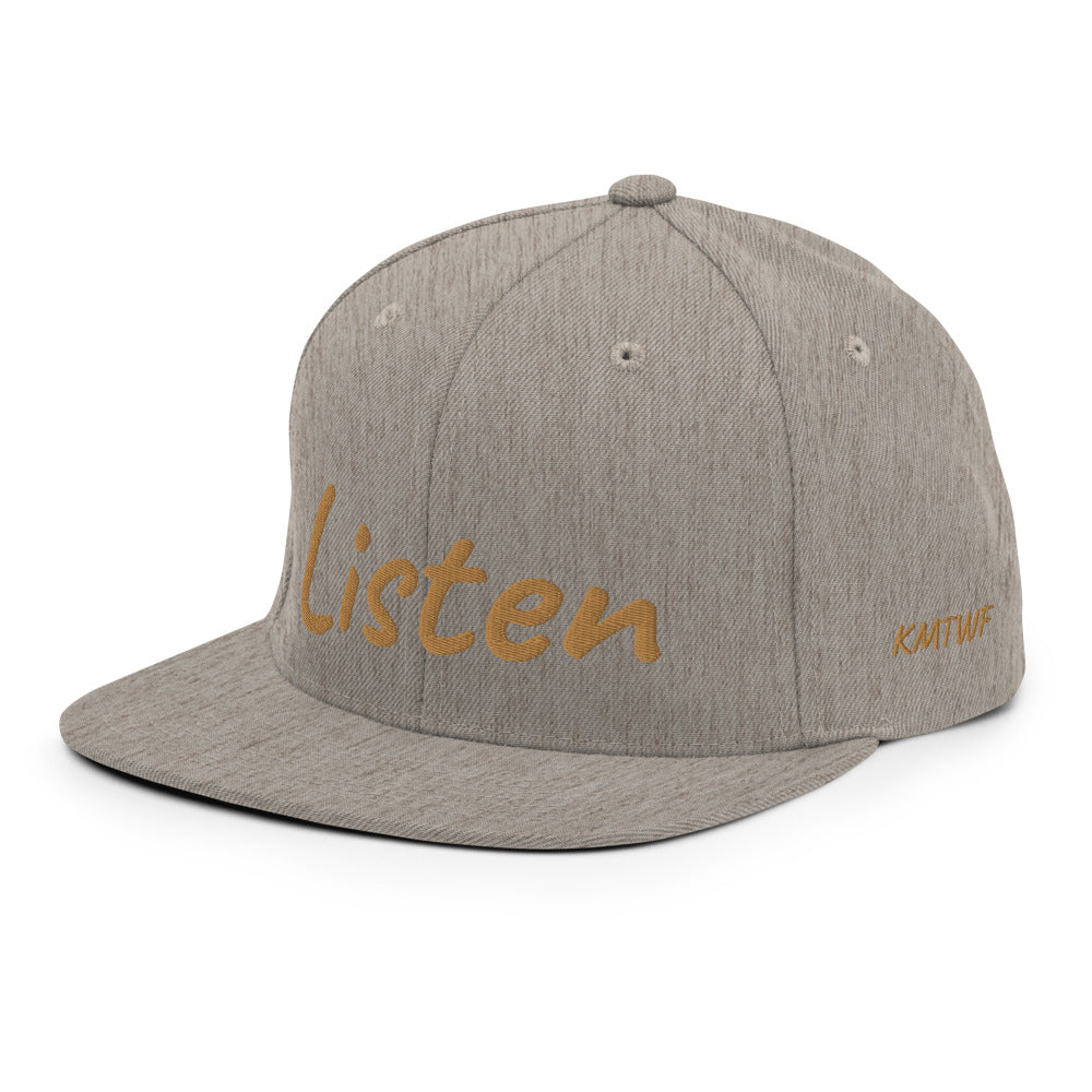 Listen In Copper Embroidery on Classic Snapback Hat