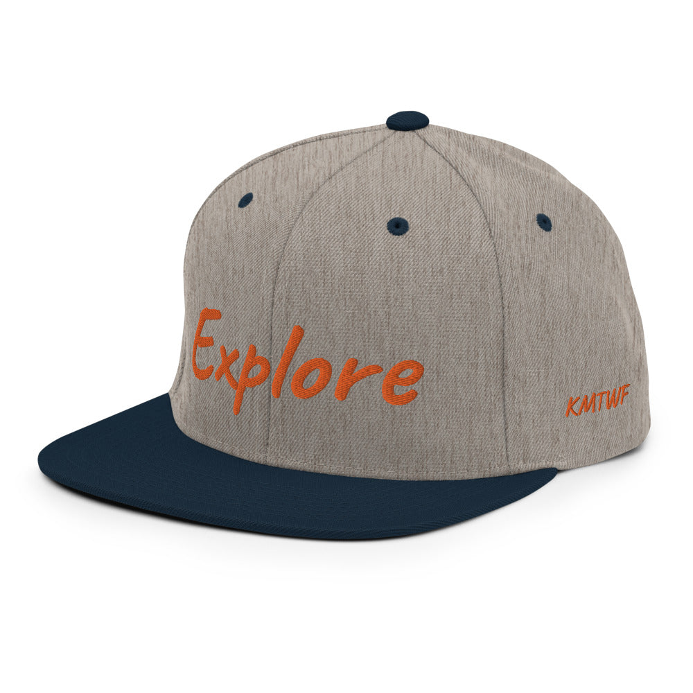 Explore In Amber Embroidery on Classic Snapback Hat