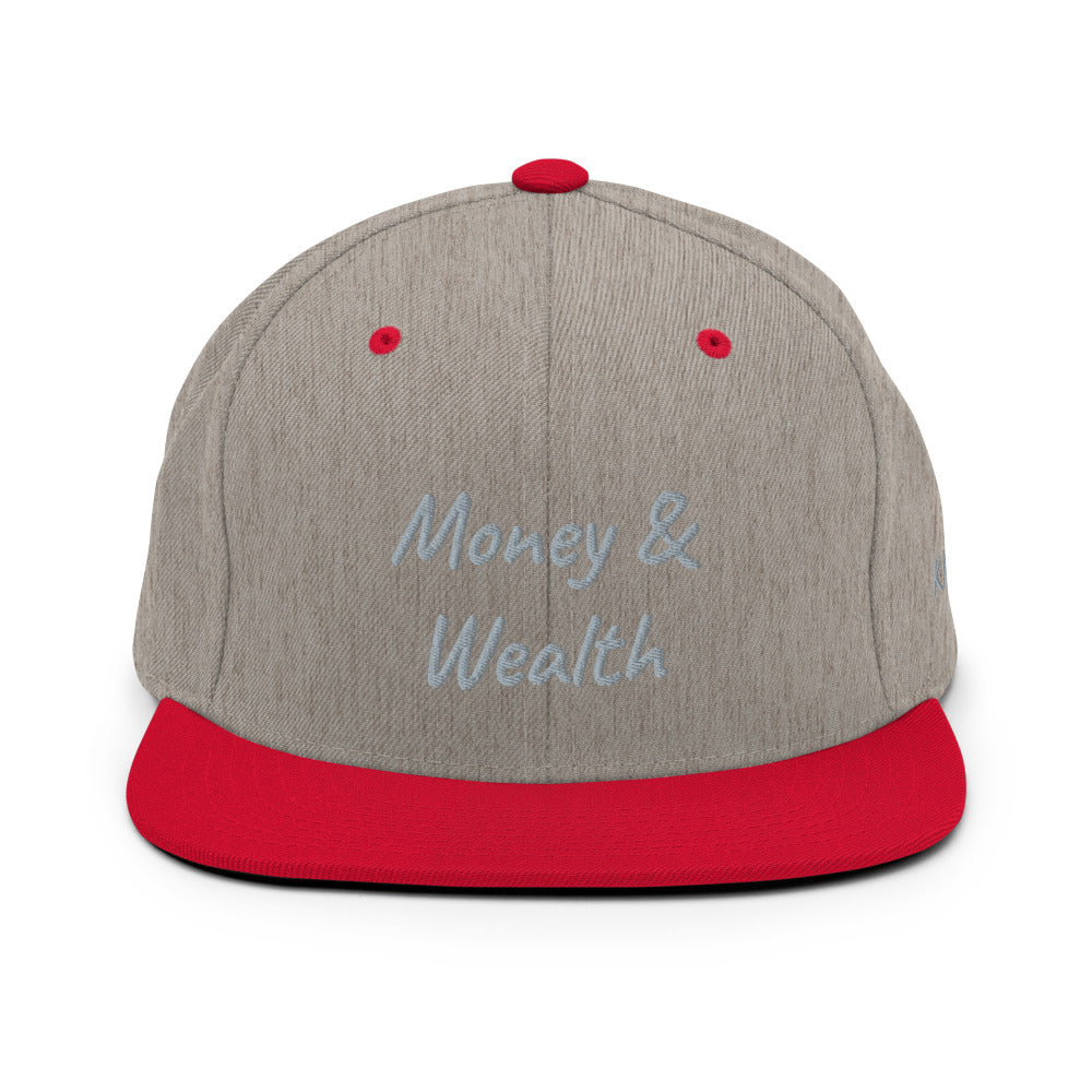 Money & Wealth In Silver Embroidery on Classic Snapback Hat