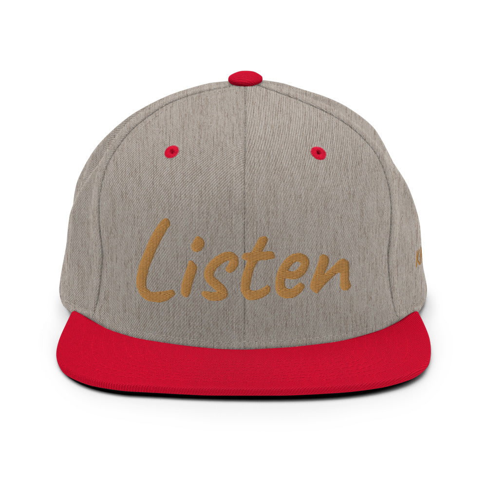 Listen In Copper Embroidery on Classic Snapback Hat