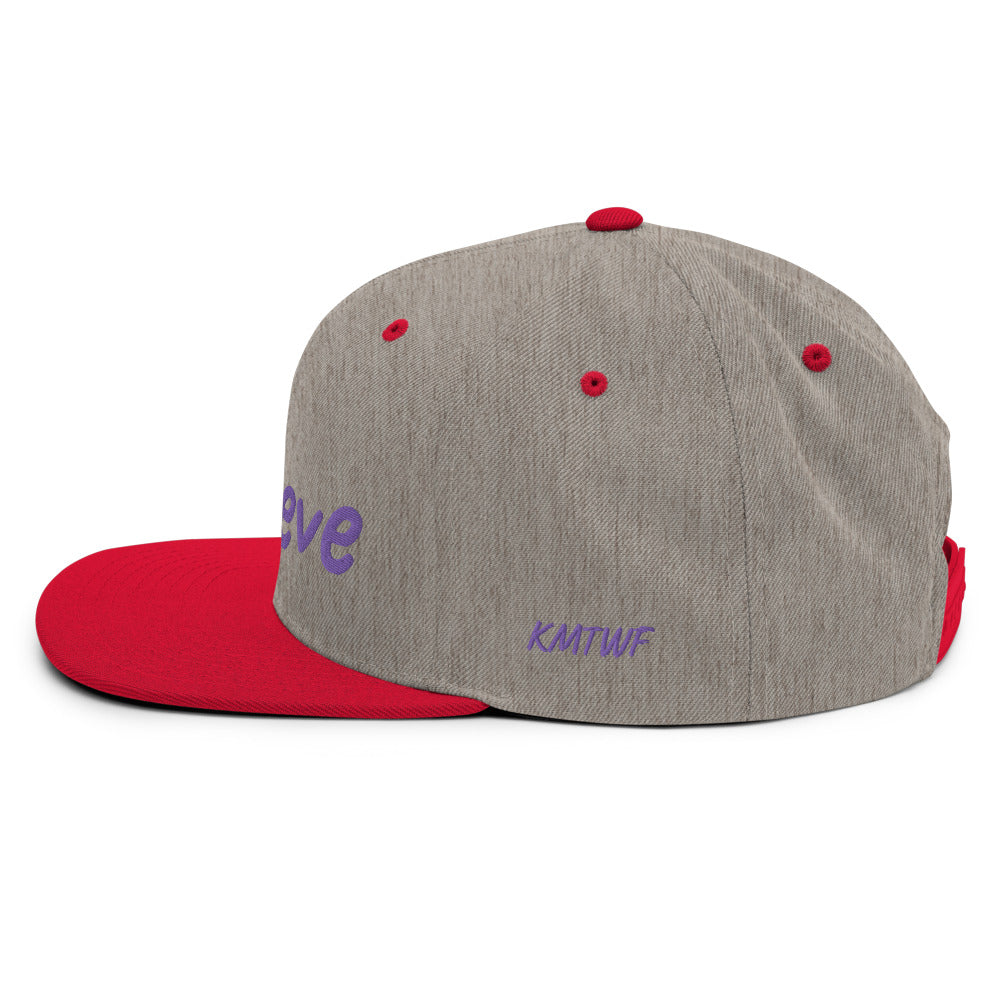 Believe In Amethyst Embroidery on Classic Snapback Hat