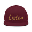 Listen In Copper Embroidery on Classic Snapback Hat