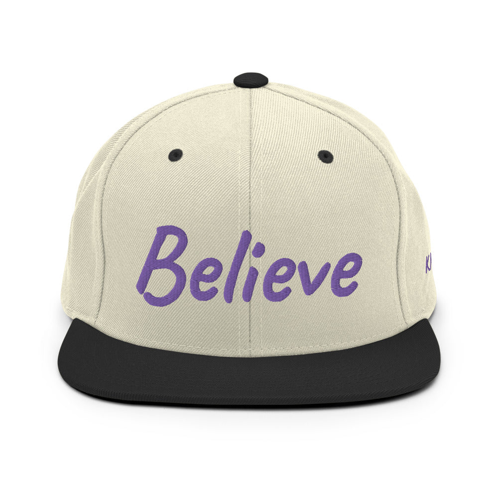 Believe In Amethyst Embroidery on Classic Snapback Hat