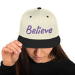 Believe In Amethyst Embroidery on Classic Snapback Hat