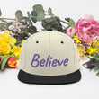 Believe In Amethyst Embroidery on Classic Snapback Hat