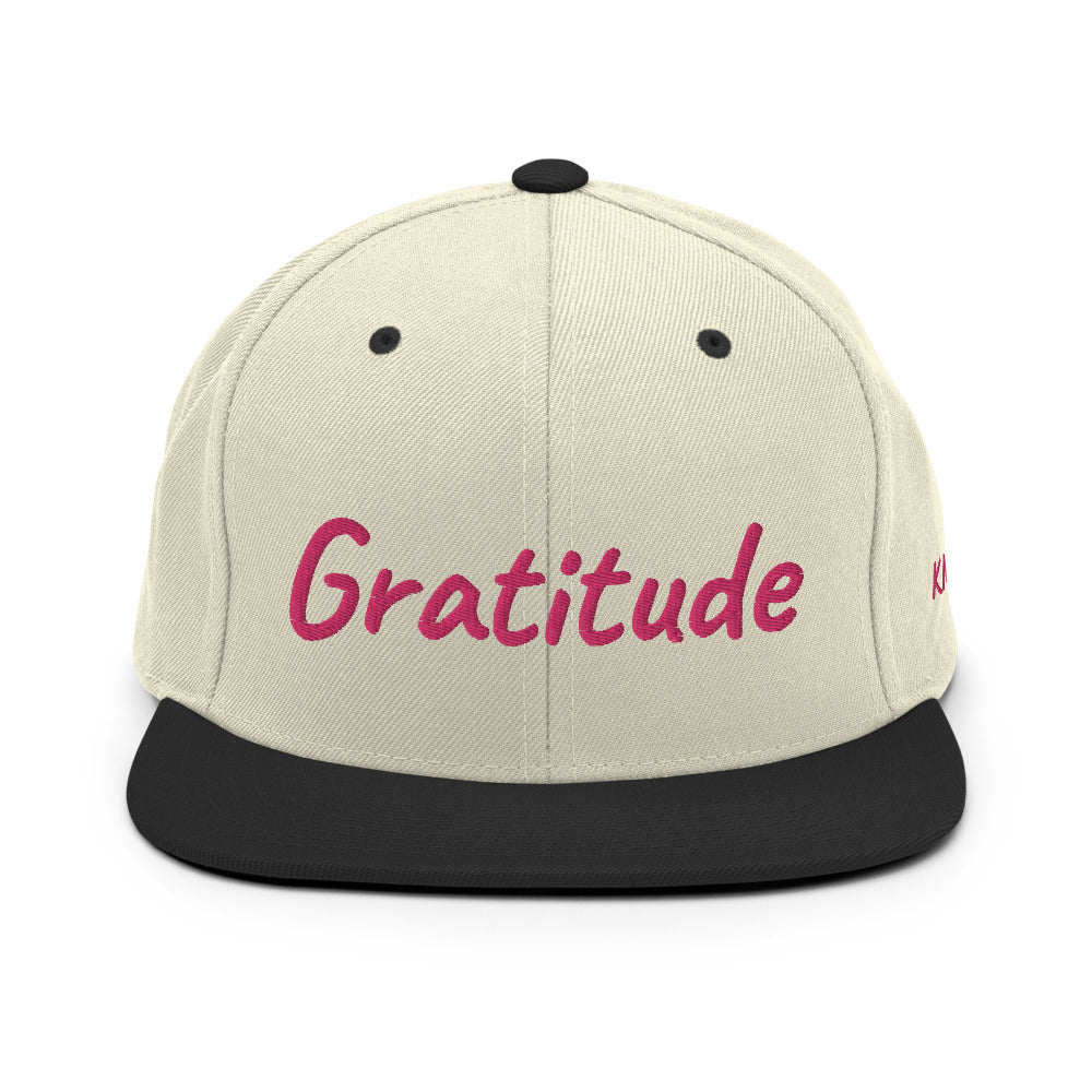 Gratitude In Star Rose Quartz Embroidery on Classic Snapback Hat