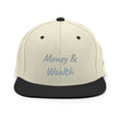 Money & Wealth In Silver Embroidery on Classic Snapback Hat