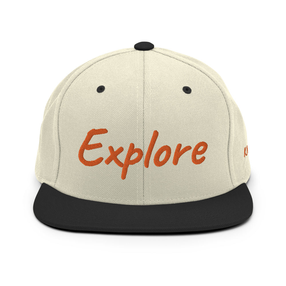 Explore In Amber Embroidery on Classic Snapback Hat