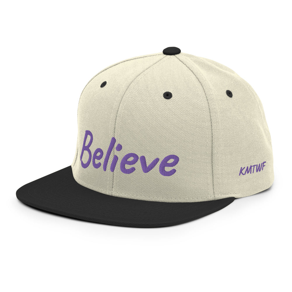 Believe In Amethyst Embroidery on Classic Snapback Hat